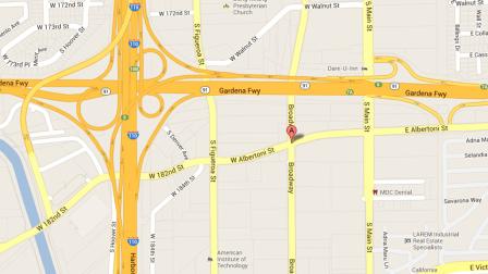 A map shows the approximate location of an injury hit-and-run crash on South Broadway Street, south of West Albertoni Street in Carson on Thursday, June 20, 2013.