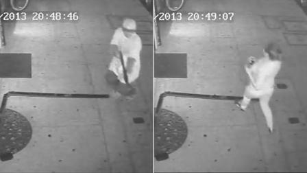 (Left) Police released an image from surveillance video of the gunman who killed a store owner in Panorama City on Monday, July 8, 2013. (Right) Detectives released an image of a woman seen entering a tattoo shop immediately following the shooting.