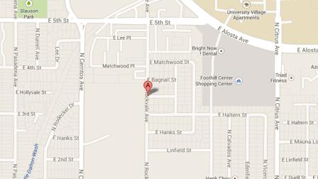 A map indicates the 300 block of North Rockvale Avenue in Azusa, where a shooting victim was found on Monday, July 29, 2013.