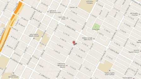 A map indicates the location of a fatal shooting near Maple Avenue and 28th Street in South Los Angeles on Monday, July 29, 2013.