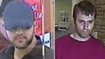 A bank robber suspect nicknamed the Valley Bandit is shown in a surveillance image on the left.