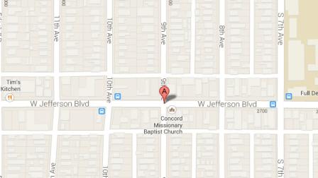 A Google Maps image shows the location of a double stabbing at 9th Avenue and Jefferson Boulevard in Jefferson Park on Sunday, Aug. 25, 2013.