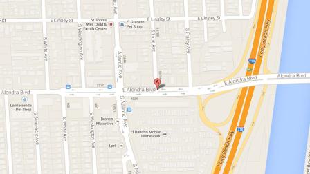 A map indicates the area near the 4600 block of Alondra Boulevard where a man was fatally stabbed on Sunday, Sept. 1, 2013.