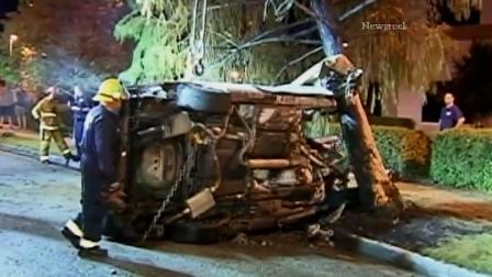 A man was rushed to the hospital in critical condition following a fiery crash near Balboa and Foothill boulevards in Sylmar on Sunday, Sept. 1, 2013.