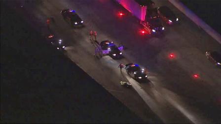 A man was struck and killed while trying to cross the 60 Freeway in the city of Industry after his car broke down Friday, Sept. 14, 2013.