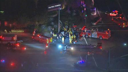 A crash involving a Los Angeles County Sheriffs Department patrol car injured three people, including two deputies, in Pomona on Wednesday, Sept. 18, 2013.