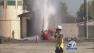 Water and gas spew from a failed well in the area of Imperial Highway and Truro Avenue in Hawthorne.