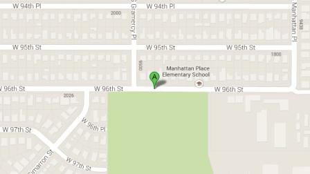 A Google Maps image shows Manhattan Place Elementary School at 1850 West 96th Street in Los Angeles. Authorites said dog attacks were reported near the school on Tuesday, Oct. 1, 2013.