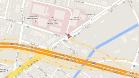 A map indicates the area near the intersection of Cadillac Avenue and Venice Boulevard in West Los Angeles where a deputy-involved shooting took place Sunday, Oct. 6, 2013.