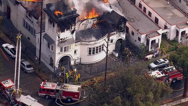 A historic church in Los Angeles that was built in 1895 went up in flames on Tuesday, Oct. 8, 2013.