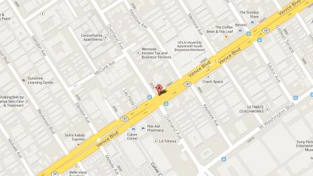A map indicates the area near an apartment in the 3800 block of Overland Avenue in Los Angeles where Los Angeles police found bomb-making materials.