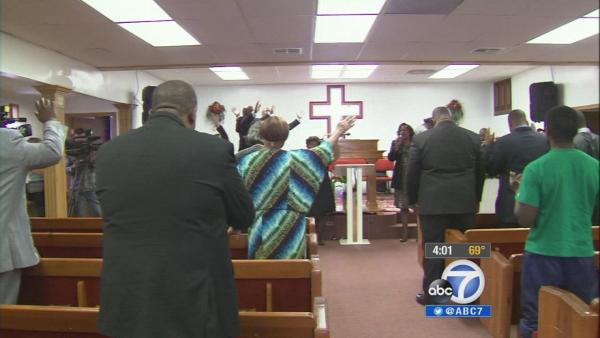 LA church fire: 1st Sunday service since blaze