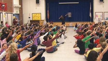 Mission: Bully Proof, a school-wide bullying prevention program led by celebrity martial arts instructor Chris Casamassa, launched at Sutherland Elementary School on Monday, Oct. 14, 2013.