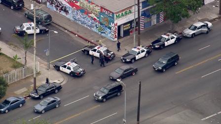 One person was wounded during an armed robbery in South Los Angeles Tuesday, Nov. 12, 2013.