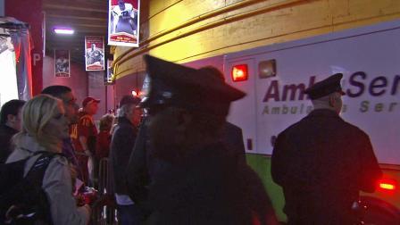 An ambulance is seen leaving the Coliseum after the USC-Stanford game on Saturday, Nov. 16, 2013.