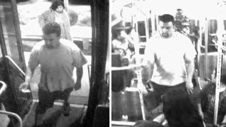The Los Angeles County Sheriffs Department has released surveillance photos of a man suspected of stabbing another man in an apparently unprovoked attack on a bus in Monterey Park Saturday, Nov. 3, 2013.