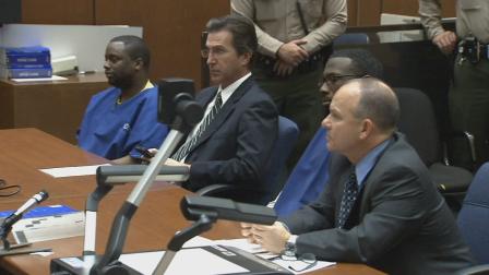 Daniel Hinton and Raymond Easter are seen at their sentencing hearing in Los Angeles on Friday, Jan. 10, 2014.