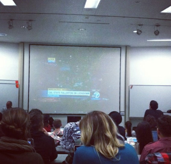 A classroom is seen watching ABC7 for...
