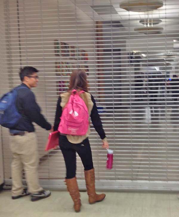 Students are seen stuck inside California State...