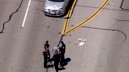 Fullerton police investigate a hit-and-run accident that left a bicyclist dead on Wednesday, July 12, 2012.