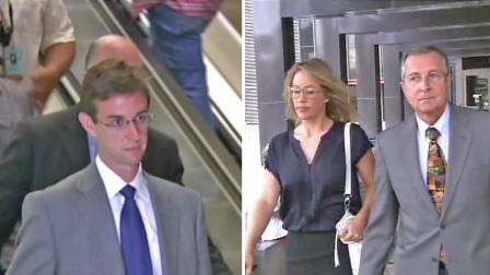 Kent Easter (left) and Jill Easter (right) are seen leaving their first court appearance in Santa Ana on Monday, July 16, 2012.