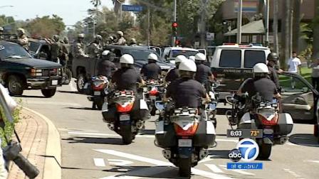 Authorities swarmed the area where protesters demonstrated in Anaheim on Sunday, July 29, 2012, over the fatal police shootings of two men.
