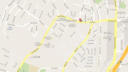 A map indicates the location of a pursuit on Del Obispo near Paseo Carolina in San Juan Capistrano on Wednesday, Oct. 3, 2012.