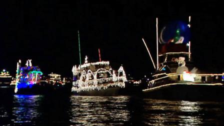 Decorated boats line up for the annual Christmas Boat Parade in Newport Beach in this undated photo.