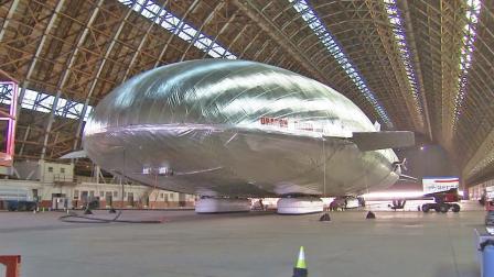 A giant helium airship is shown inside of a hangar in Tustin in this January 2013 photo.