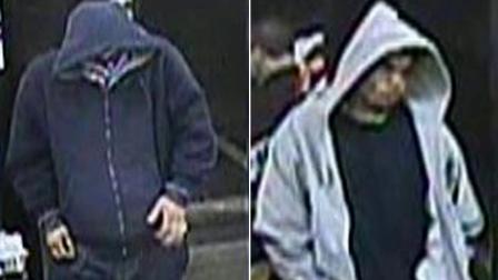 Surveillance still images show the suspects behind an armed robbery of a 7-Eleven in Anaheim on Thursday, Feb. 21, 2013.