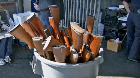 The city of Santa Ana held its first ever gun buyback event Saturday, Feb. 23, 2013. Officials say 236 weapons were surrendered in exchange for gift cards.