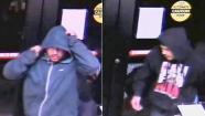 Two men are shown in surveillance still images as they rob a lumber company in Laguna Beach on Thursday, May 23, 2013.