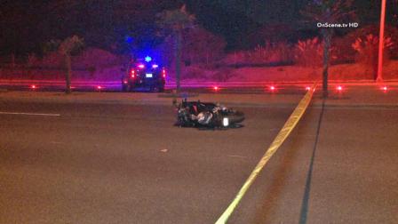 A man was killed when the motorcycle he was riding struck the center divider on Pacific Coast Highway near Prospect Street in Newport Beach Saturday, Sept. 28, 2013.