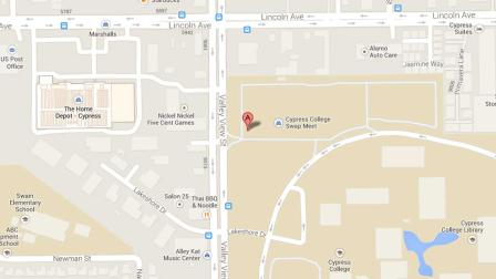 A map indicates the area near Cypress College on the 9200 block of Valley View Street where a man forcibly kissed and inappropriately touched a student Thursday, Oct. 10, 2013.