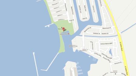 A map indicates the location of Marina Park in Ventura, Calif.