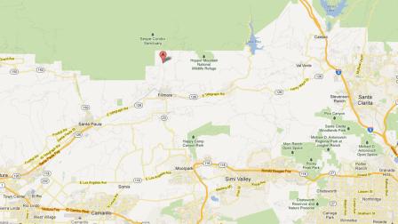 A map indicates the location of a fire that erupted in Los Padres National Forest in Ventura County on Wednesday, Aug. 15, 2012.