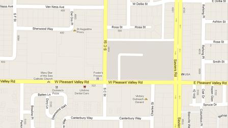 A map shows the intersection of Pleasant Valley Road and C Street in Oxnard where a brief pursuit began between police and a carjacking suspect on Sunday, September 9, 2012.