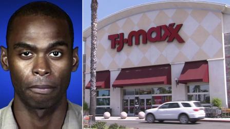 Jibri Burnett, 34, seen on the left, was arrested in connection with a peeping case at an Oxnard T.J. Maxx.