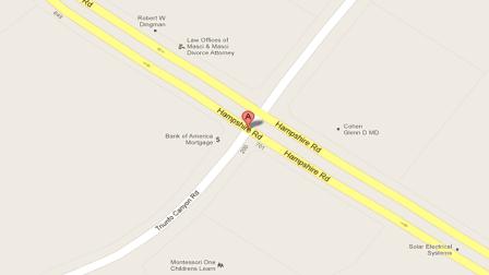 A map shows the 200 block of Triunfo Canyon Road in Thousand Oaks where the East County Sexual Assault Unit arrested Albert Dal Pino for possession of child pornography and possession of a controlled substance Thursday, Sept. 27, 2012.