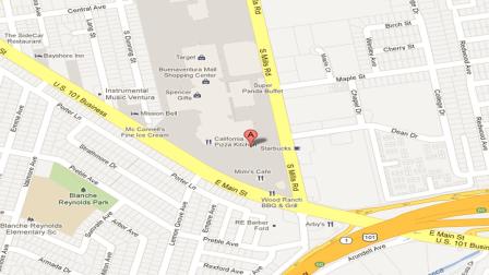A map indicates where Jesus Lopez, 24, and Hector Gutierrez, 21, of Oxnard were arrested in connection with a series of Macys department store burglaries in Ventura Tuesday, Nov. 6, 2012.