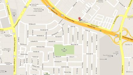A map indicates the location of a stabbing attack on the 900 block if South Ventura Boulevard.