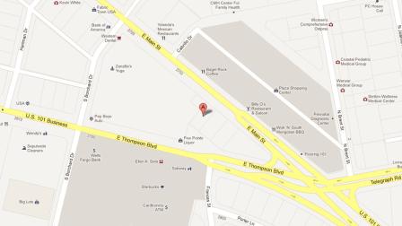 A map indicates the area near the 2800 block of East Main Street where an unidentified man was stabbed and robbed on Sunday, Feb. 10, 2013.