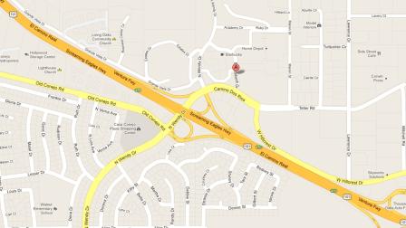 A map indicates the location where Rod Hormell, a financial planner, was arrested in the 900 block of Broadbeck Drive in Newbury Park on Tuesday, Feb. 19, 2013.