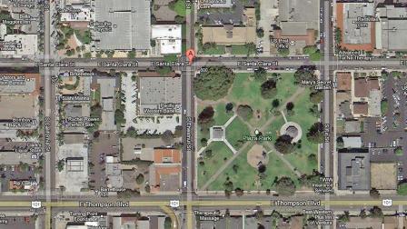 A map shows the 100 block of South Chestnut Street in Ventura where a man was stabbed by another man during a fight on Sunday, April 7, 2013.
