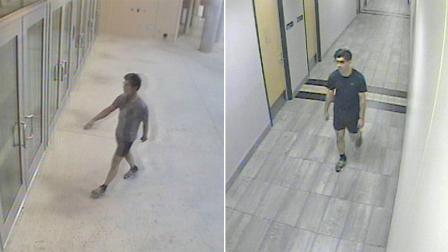 Surveillance images show a man walking on the California Lutheran University campus. The man is allegedly entered the womens locker room at the Gilbert Sports Arena and exposed himself.