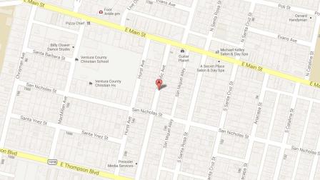 A map indicates the area in the 100 block of South Pacific Avenue in Ventura where Simon De Los Santos, 18, of Ventura was arrested for prowling and vandalism on Saturday, June 22, 2013.