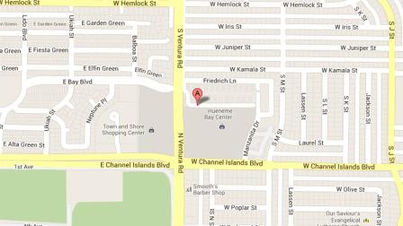 A map indicates the area around the 1400 block of Casa San Carlos Lane in Oxnard, where police officers found a man with a gunshot wound on Monday, July 9, 2013.