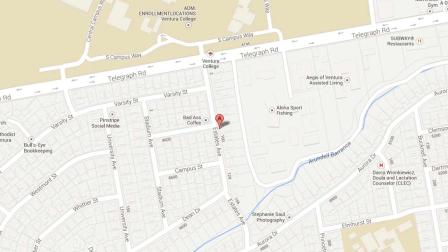 A map indicates the area near the 100 block of Estates Avenue in Ventura where Brendan Lanigan was arrested for prowling and possession of stolen property on Sunday, Aug. 25, 2013.