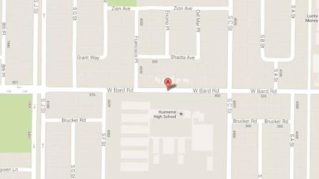 A map indicates the area near Hueneme High School in the 500 block of Bard Road in Oxnard where three juveniles were arrested for breaking into the campus Sunday, Oct. 13, 2013.