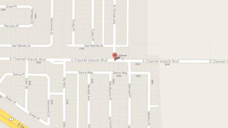A map indicates the area near the 2200 block of East Channel Islands Boulevard in Oxnard where a suspect robbed a 7-Eleven Saturday, Nov. 16, 2013.